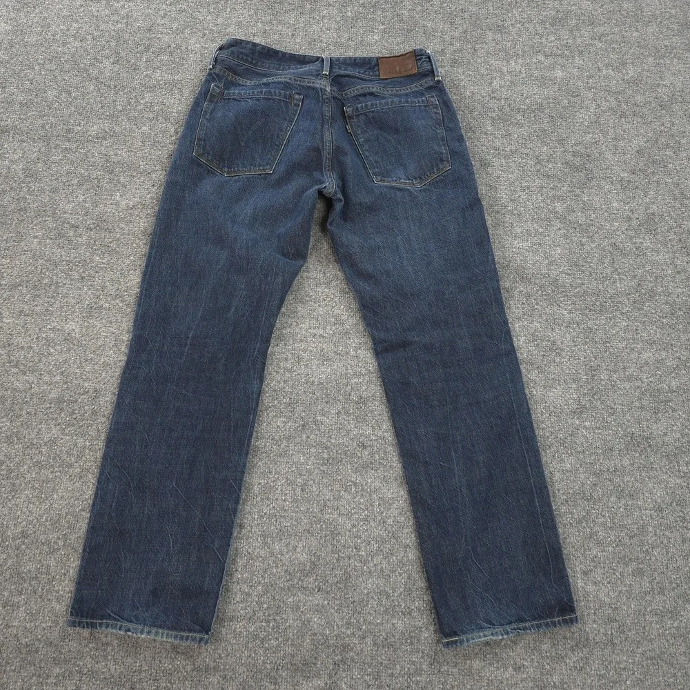 Levis‎ Made & Crafted Jeans Mens 33x29 Blue Ruler Straight Button Fly Big E Logo